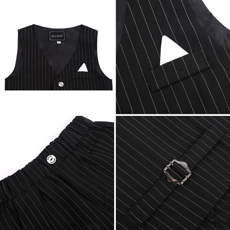 2024 Boys' Striped Blazer Vest Set - Korean Style Trend for Spring & Autumn