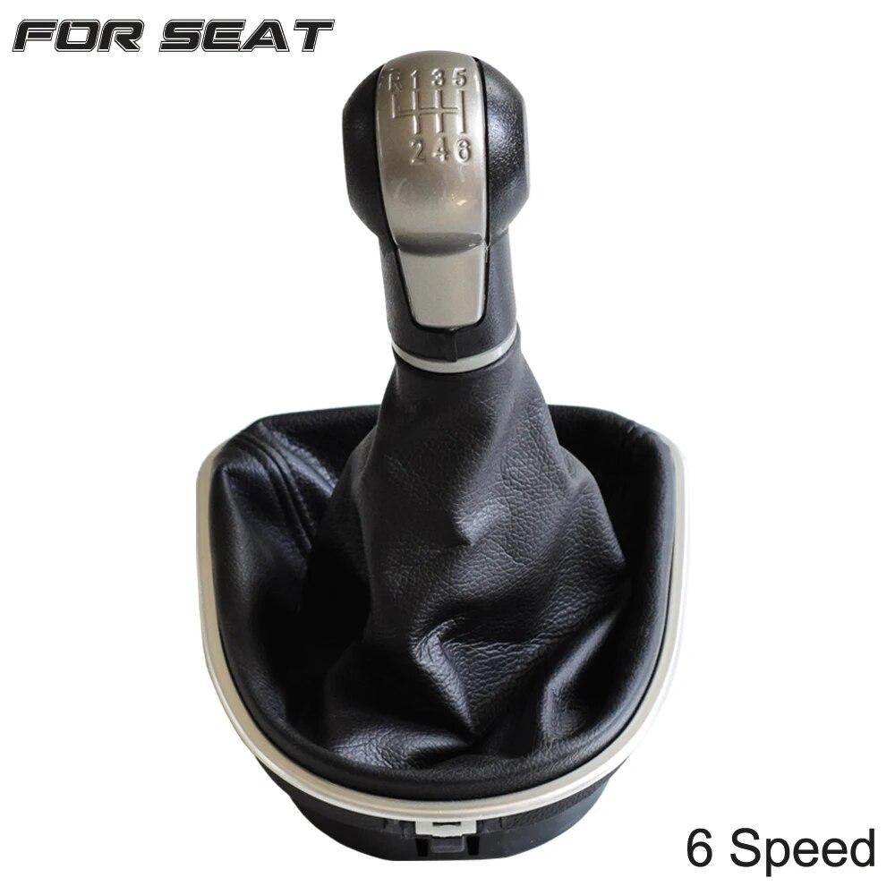 

Gear Shift Knob Lever Shifter 5 6 Speed ABS With Leather Gaiter Complete Sets For Seat Altea 2004-12 Leon II 2005-12 Toledo III 6 Speed
