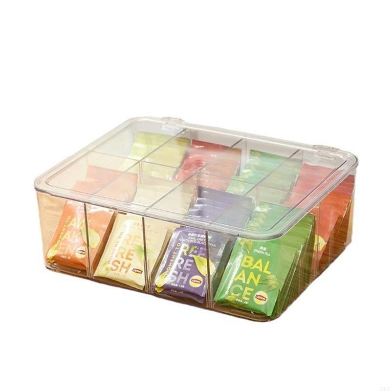 

Acrylic Teas Bag Storage with Compartments Clear Household Coffee Container for Drawer Divided Teas Holder X3UC CN