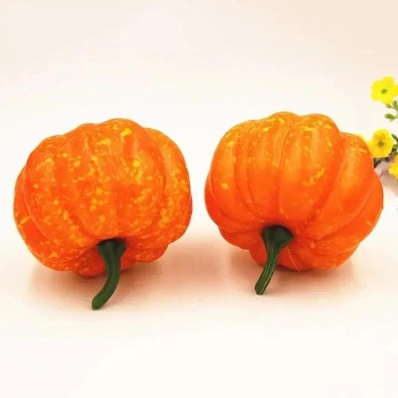5Pcs Mini Artificial Pumpkins Foam Pumpkins Halloween Decorate Pumpkins Orange Color Suitable Household Festival Party Supplies