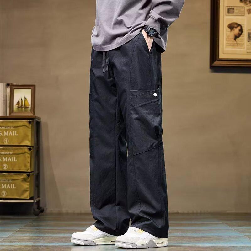 

Tooling Casual Pants Men s Autumn New Mopping Straight Outdoor Sports Charging Trousers M чёрный