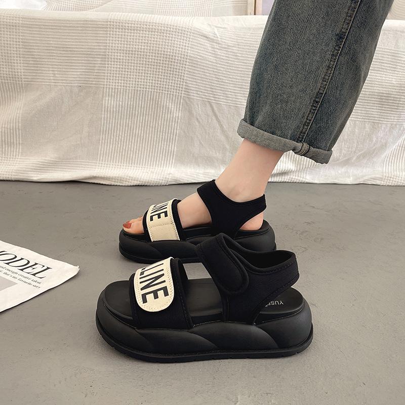 

Platform-soled sports sandals women s summer outer wear with skirts, high-end new versatile shoes 40 чёрный