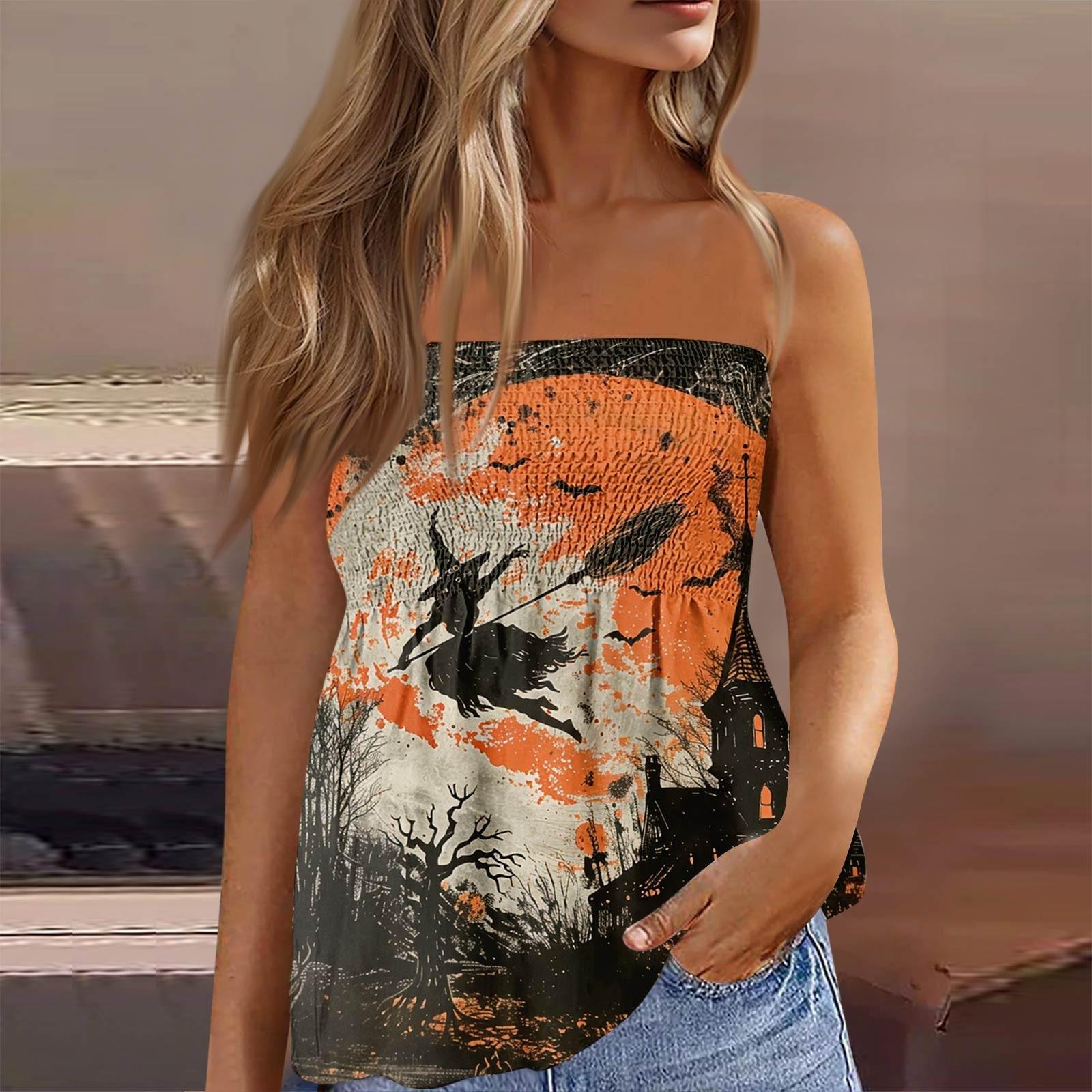 

Летние топы-трубы для женщин, милая сексуальная футболка без рукавов с принтом на открытых плечах L