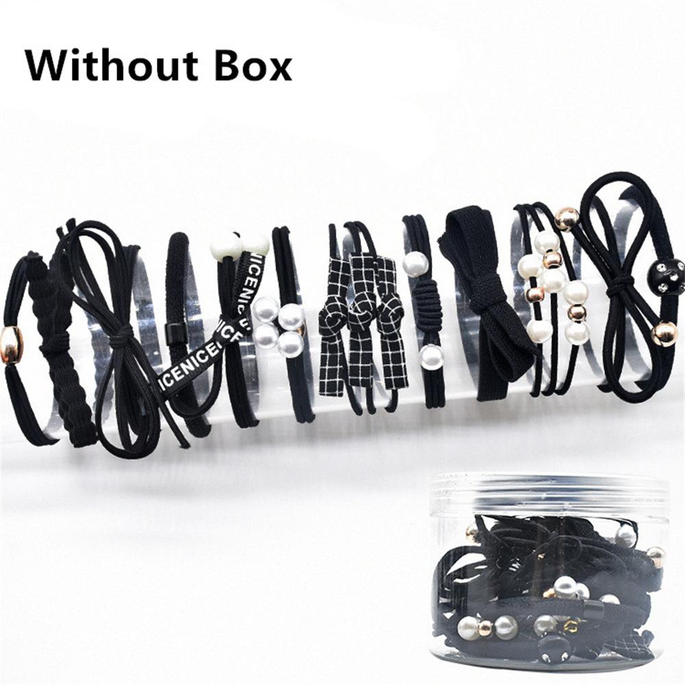 12pcs Bowknot Hair Rope Cute Wool Braided Lattice Hairband Women Girls High Ponytail Elastic Scrunchie Headwear