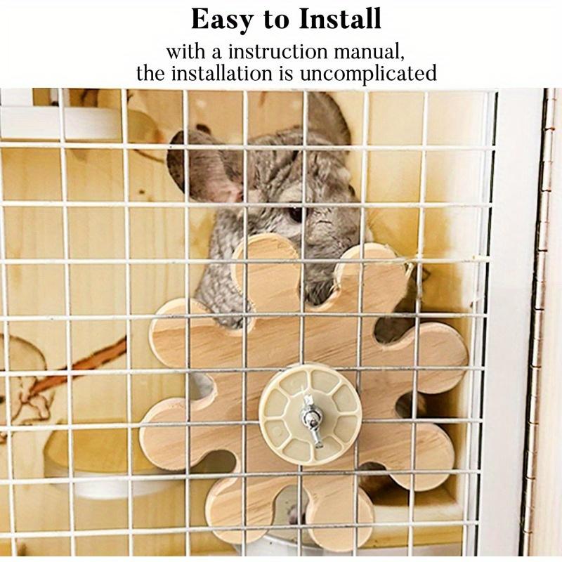 Chinchilla Wooden Rotating Chew Toy Teeth Health Interactive Spinner Hanging Cage Accessory 6.3In Squirrel Hamster Molar Toy Fun
