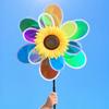 Colorful Windmill Ornaments for Garden and Yard, Decorative Double Layer Pinwheel Spinner for Kids, Outdoor Reflective Pinwheels for Patio Lawn