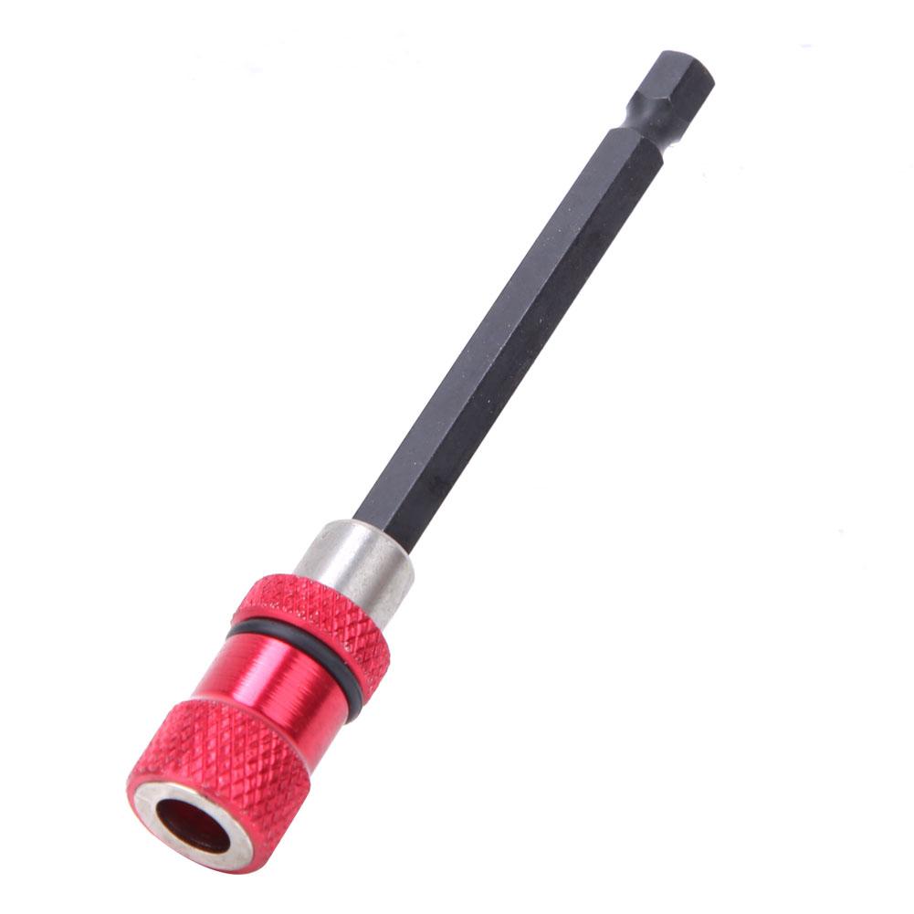 Red Stainless Steel Screwdriver Bit Holder 1Celsius4-Inch Quick Release Magnetic Extension Rod