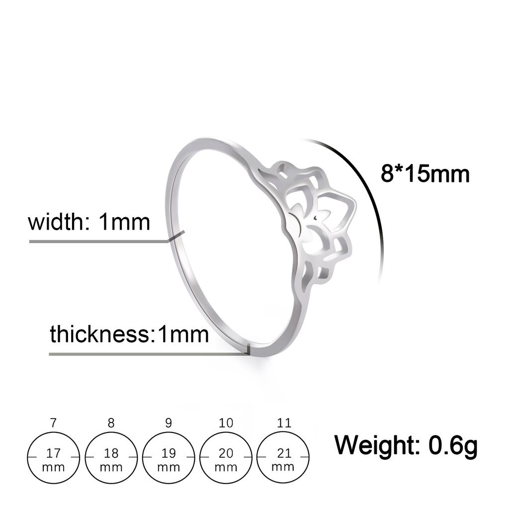 LIKGREAT Elegant Lotus Ring for Women Stainless Steel Amulet Vintage Wedding Finger Rings Jewelry Valentine's Day Gift Wholesale
