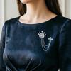 Men's Brooch Pin with Chain, British Crown Cross Angel Lapel Pin, Rhinestone Suit Badge with Tassel Chain for Men, Formal Wedding Party Suit Jacket