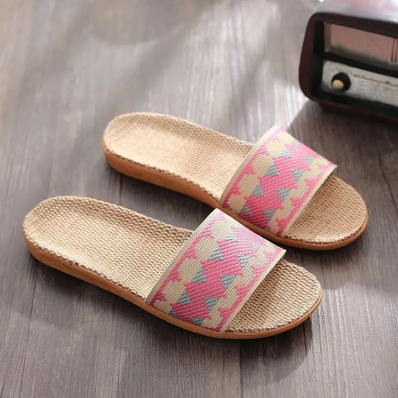 Summer Linen Women'S Slippers Flat Sandals Home Color EVA Lightweight Shoes For Women Casual Slippers 2025