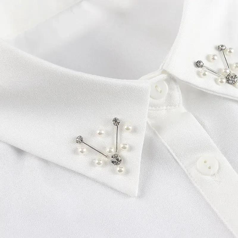 Handmade Beads Sweater Fake Collar for Women's Fashion Autumn Winter Half Shirt Detachable Collar Ladies White False Collar