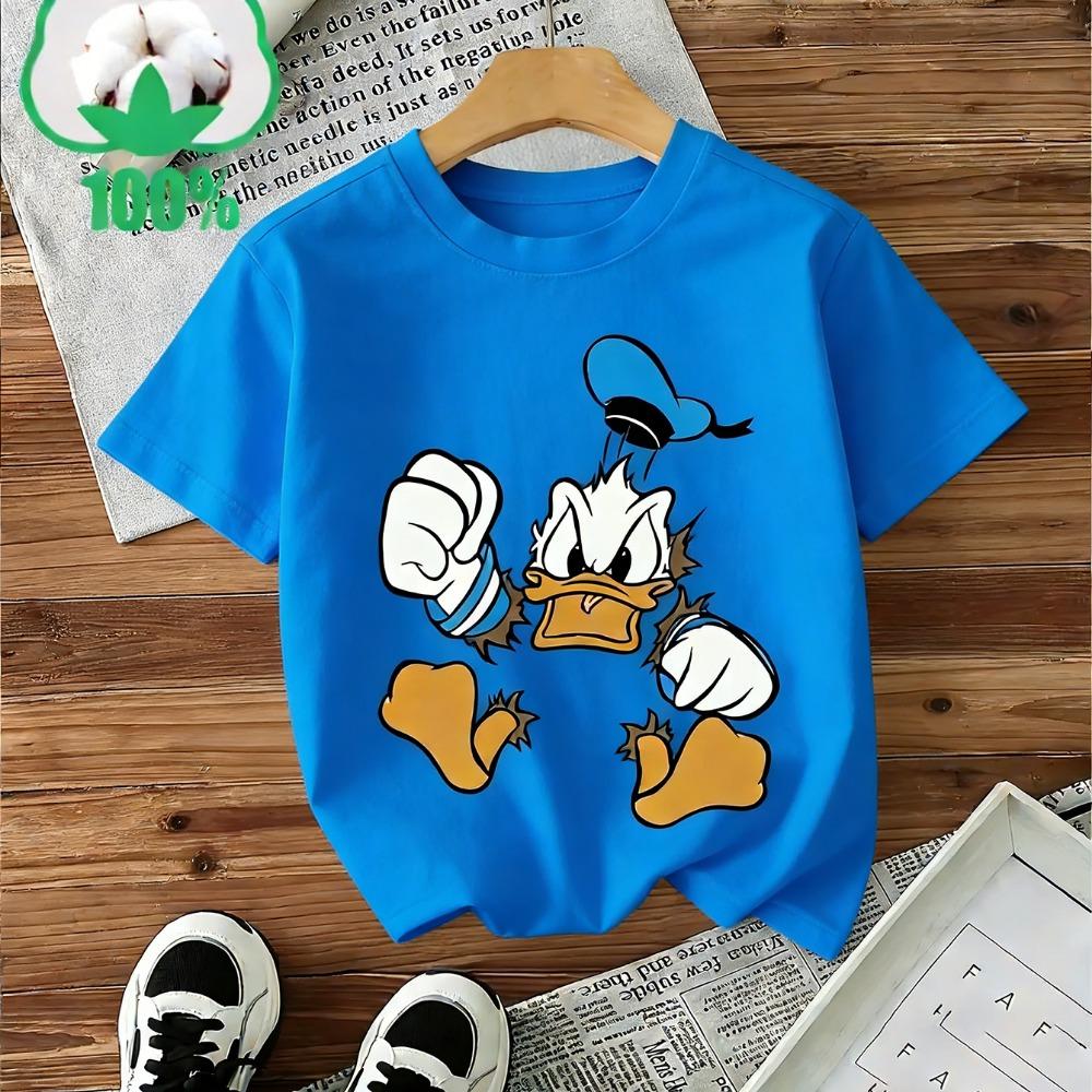 Donald Duck Boys and Girls Summer T-Shirt - Casual Sport Loose Comfortable Short-Sleeved Children's Shirt