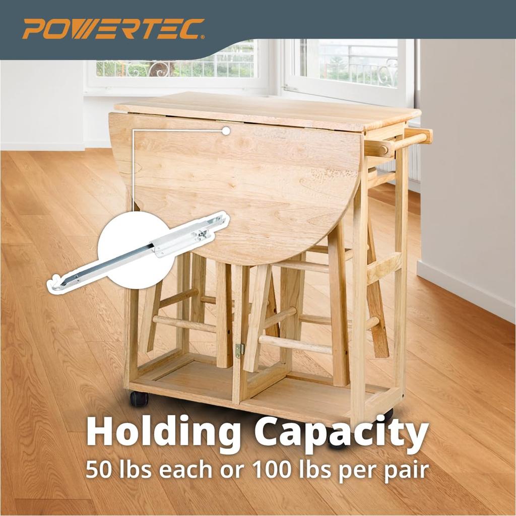 POWERTEC 71426 Metal Drop Leaf Table Support – Set of 2, Silver