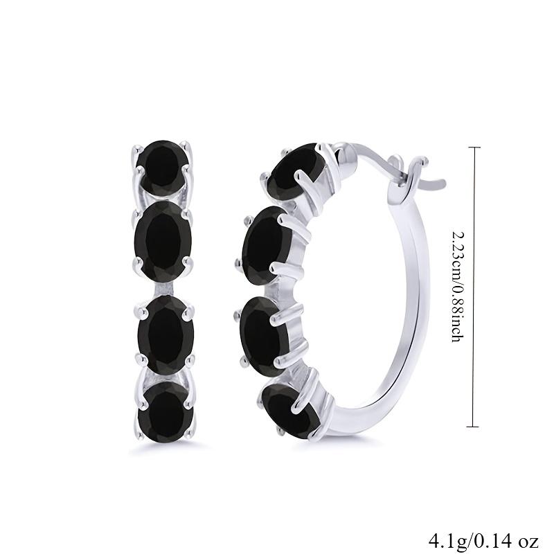 Black Awn Fashion Jewelry Classic Hoop Earrings Black Stone Hoop Earrings for Women Jewelry Gift