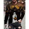 Men's Long Sleeve T-Shirt Halloween Dark Forest Cemetery Skull Horror 3D Print Crew Neck Casual Tops