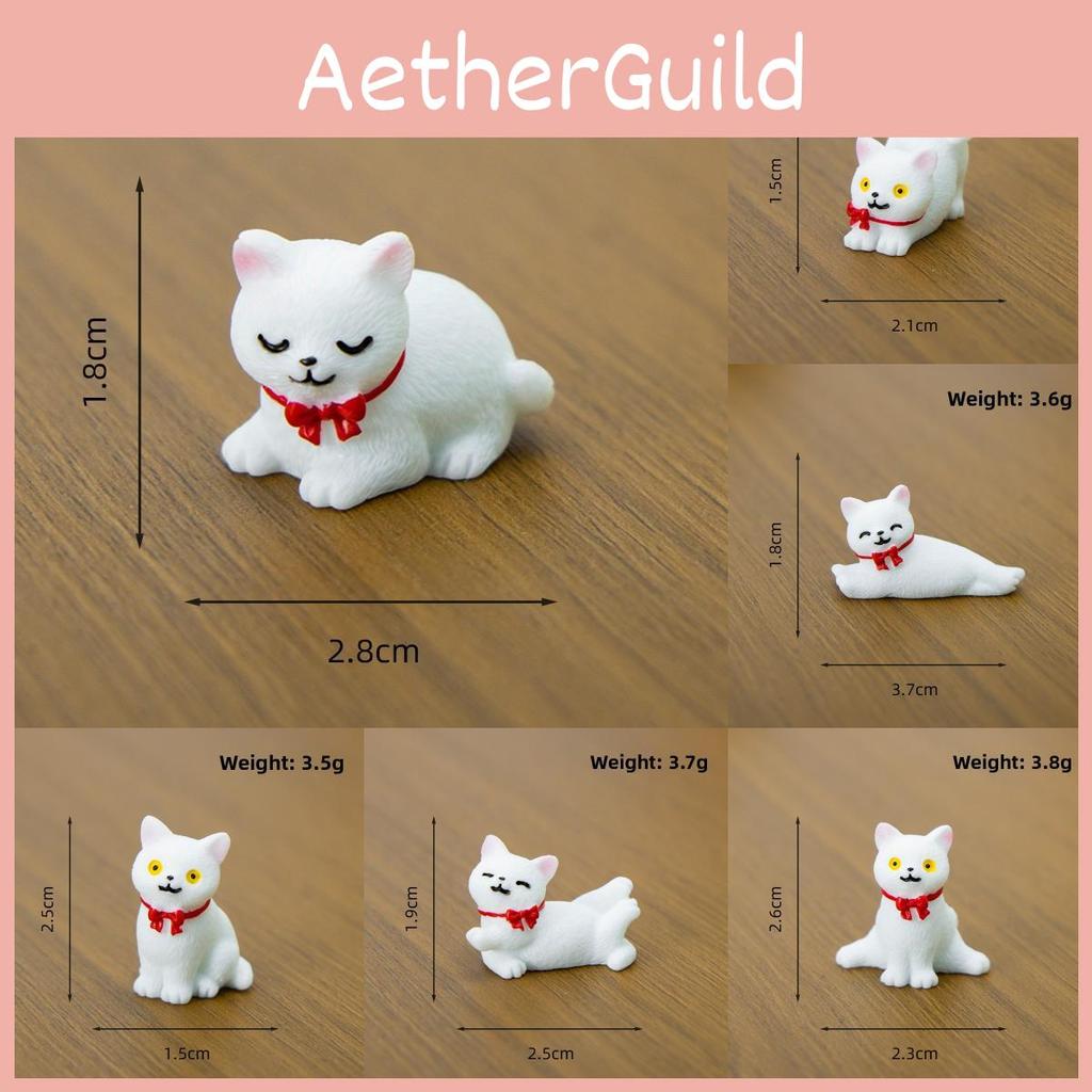 Micro Cat Cute Landscape Resin Ornament With Bow Tie Design For Decoration Home
