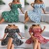 Euro Sommer Florales A-Linien-Kleid mit Rüschensaum für Freizeitkleidung