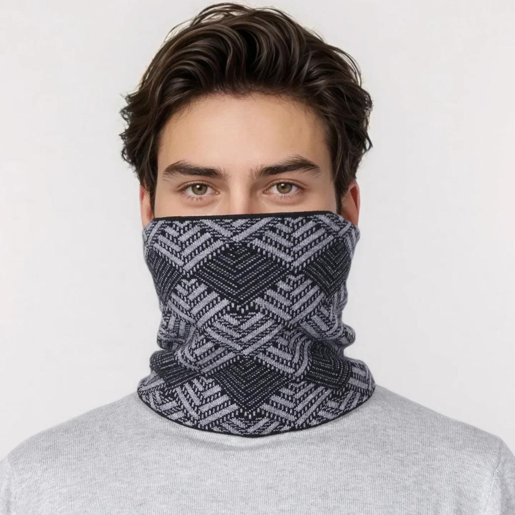 Winter Men Velvet Thickened Scarf Luxury  Cashmere Warm Outdoor Windproof Plaid Neck Cover Couple Knitted Neckerchief