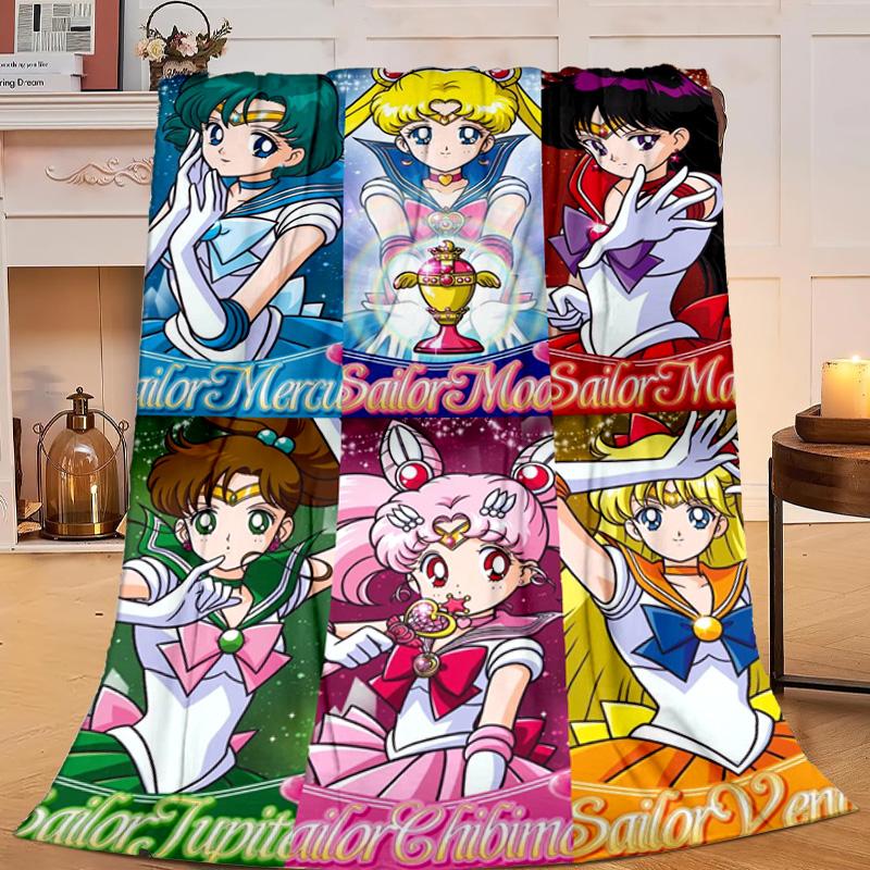 1PC Sai-lor anime Characters Flannel Blanket Gift, Suitable for Both Men And Women, Soft Ideal for Beds And Sofa, Birthday Or Christmas Gift