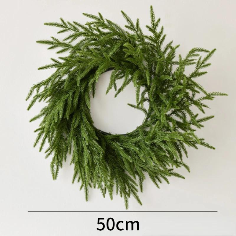 Christmas Realistic Norfolk Pine Wreath Artificial Pine Greenery Garland Christmas Holiday Seasonal Interior Home Decor Valve