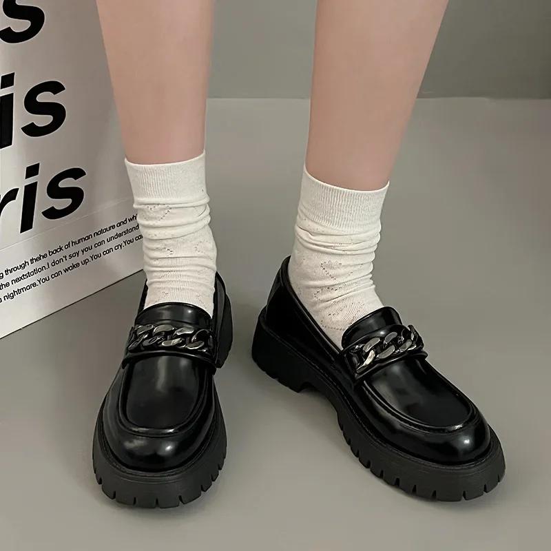 Women's Loafers Shoes 2026 Spring British Style Slip on Platform Mary Jane Shoes Woman Japanese Jk Uniform Lolita Shoes Women