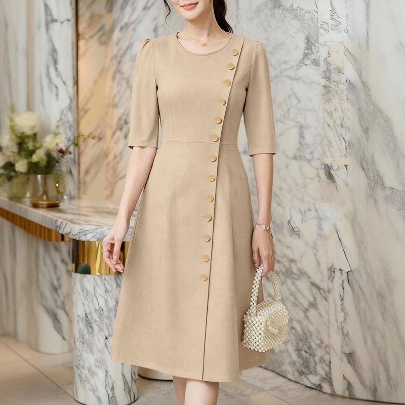 ZANZEA Women Casual Round Neck Elegant Summer Short Sleeve Dress