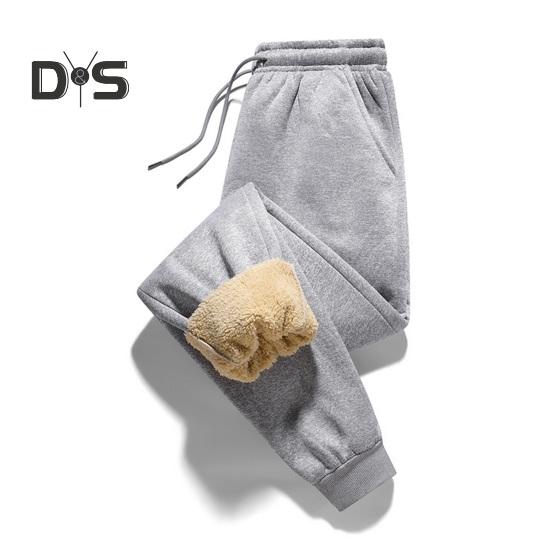 Pantaloni invernali da uomo in pile spesso con coulisse, elastico in vita, tasche con ritenzione del calore, tinta unita, caldi, sportivi, da viaggio e da lavoro