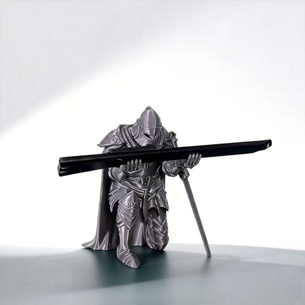 Funny 3D Printing Knight Ornaments Creative Desktop Accessory Kneeling Knight Pen Holder Office