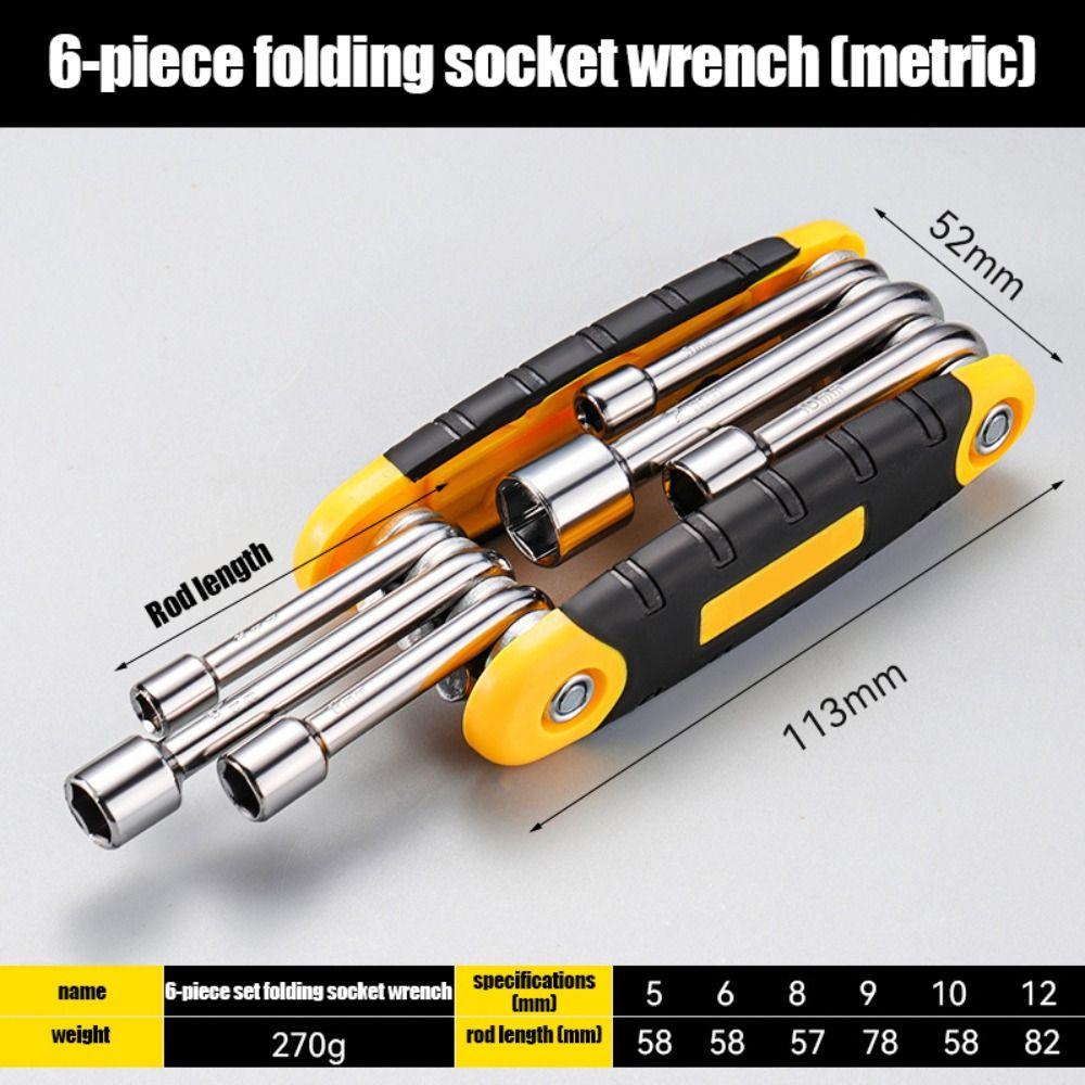 Multifunction 6 in 1 Socket Wrench High Hardness Screwdriver Wrench Folding Socket Wrench  Bicycle