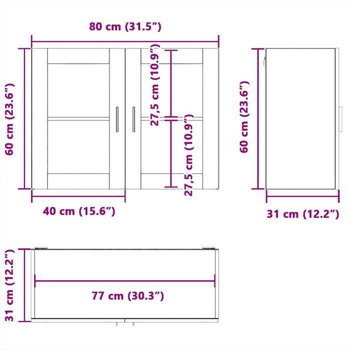 VidaXL Kitchen Wall Cabinet with Glass Door Porto Old Wood, Kitchen Wall Unit, Wall Cabinets with 854095