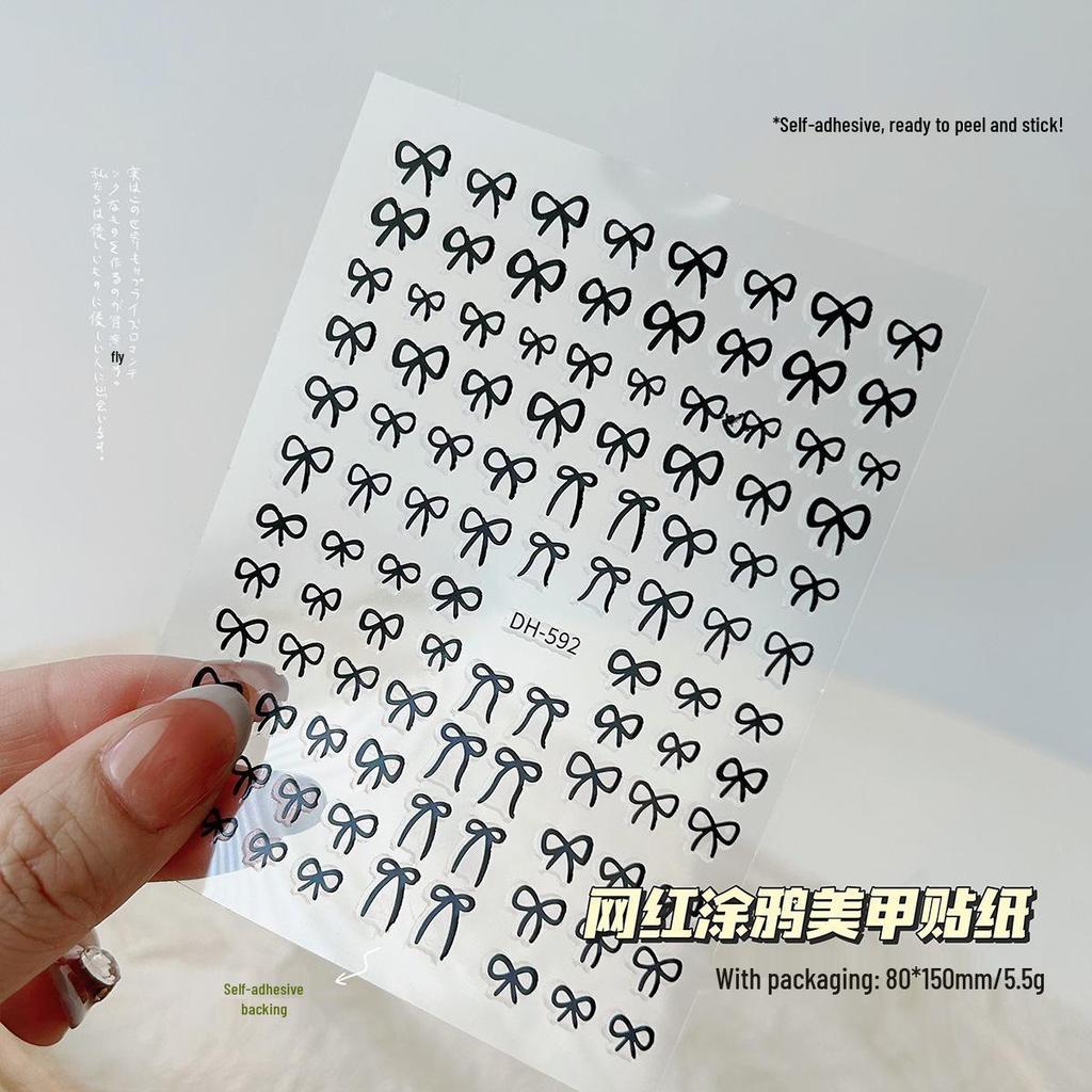 Trendy Graffiti Animal Nail Stickers - Thin & Durable Adhesive Bows