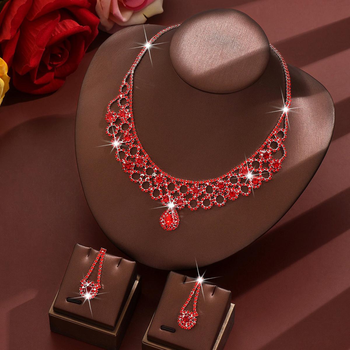 

3 шт. Богемный Роскошный Стиль Элегантный Женский Набор Ожерелье и Серьги со Стразами Свадьбы Дни рождения Пляжные Вечеринки Платья Аксессуары 52cm