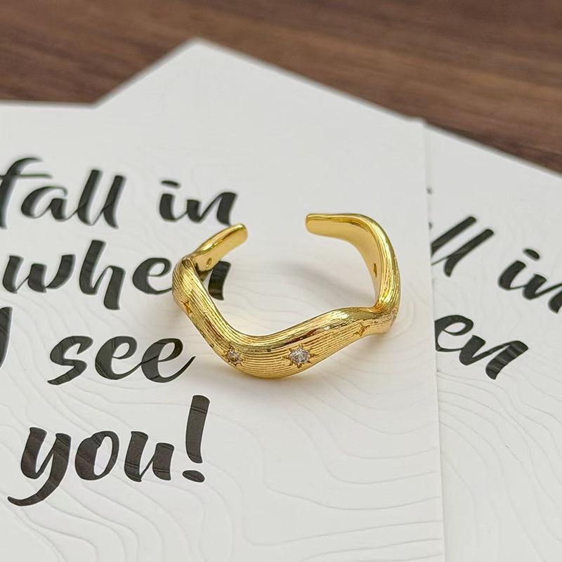 Medieval Vintage Simple Plain Ring Narrow Version French Retro Brushed Ring Irregular Geometric Personality Ring Woman