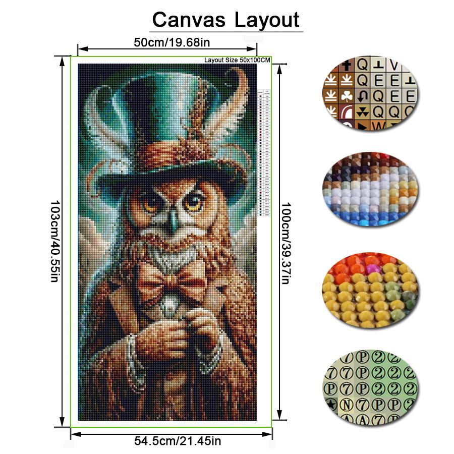 Hat Owl Flower Large Size Diamond Painting Animals Diy Full Square Round Drill Rhinestone Embroidery Mosaic Cross Stitch Kits