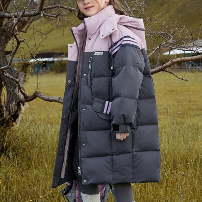 Children's Down Jacket, Long-length Coat for Girls, Hooded, Thick and Warm Winter Outerwear