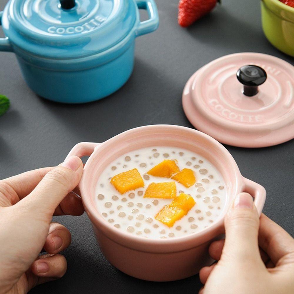 

Hanging Ears Steamed Egg Bowl 200ml Mini Casserole with Lids Condiment Container Salt/Sugar бежевий