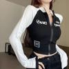 Coltrui Sweatshirt Dames met ritssluiting en lange mouwen Top met contrasterende kleur en korte splits