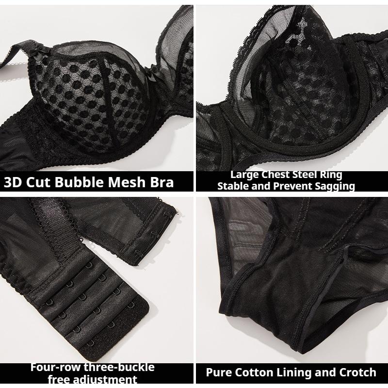 Thin Full Cup Set Underwear Panties for Large Breasts Anti-sagging and Gathered Bras for Large Sizes