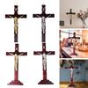 Wall Crucifix Cross Wood Jesus Sculpture Christian Figurine Pendant Religious Statue Home Decor