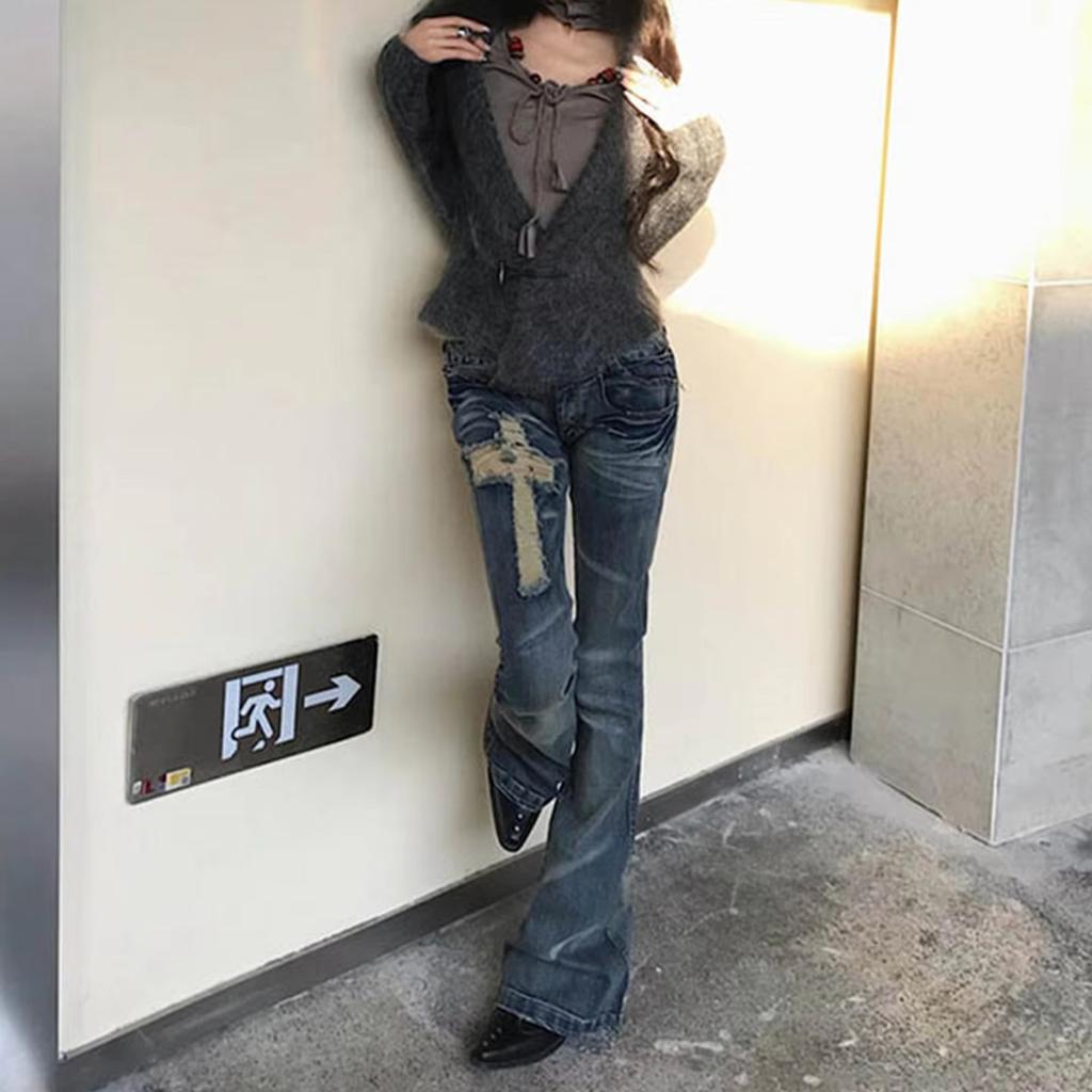 Tonngirls Japanese Jeans Pants Women Low Waist Denim Pant Streetwear Retro Y2k Trousers Jeans Slim E-girls Jeans