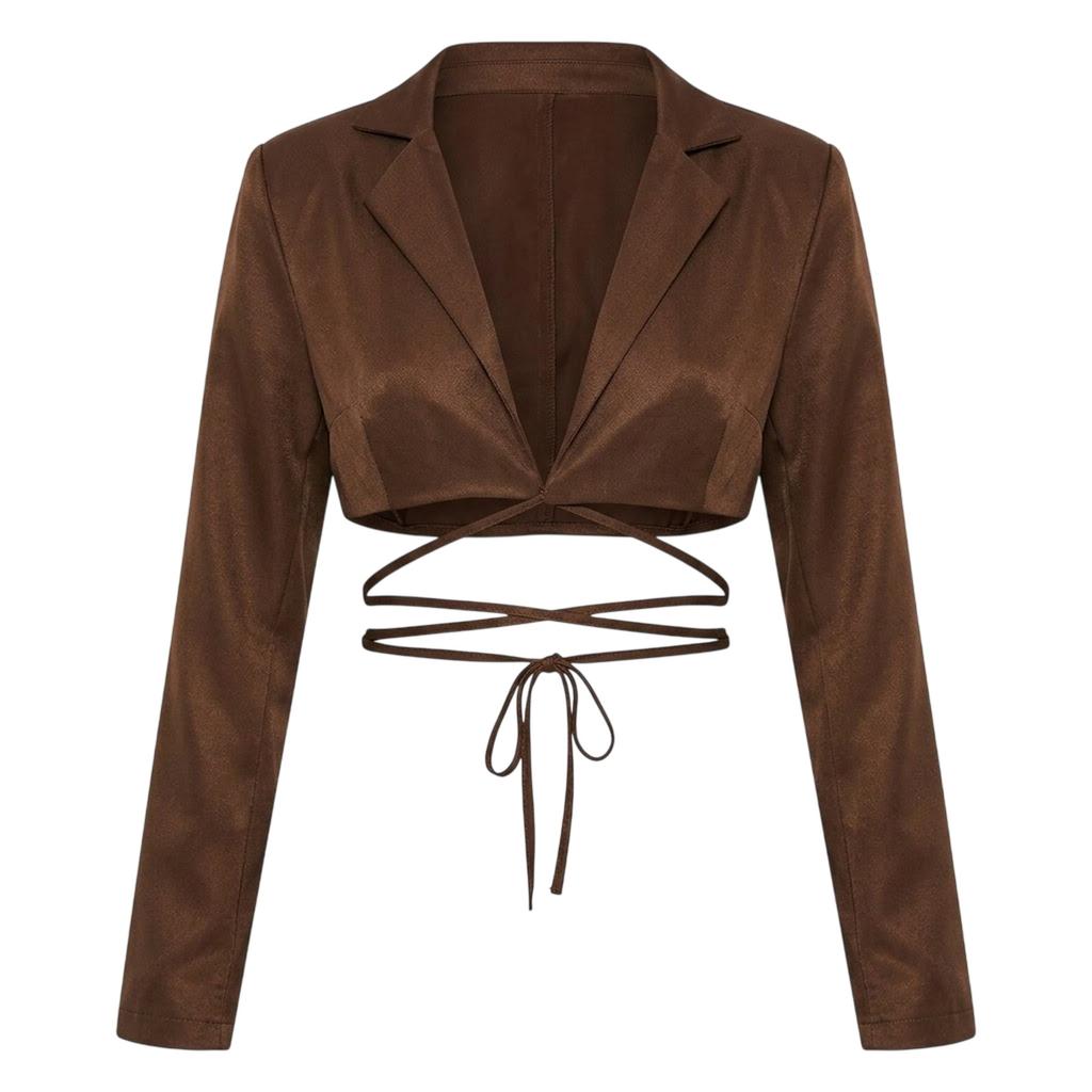 Missy Empire Womens/Ladies Tie Detail Cropped Blazer
