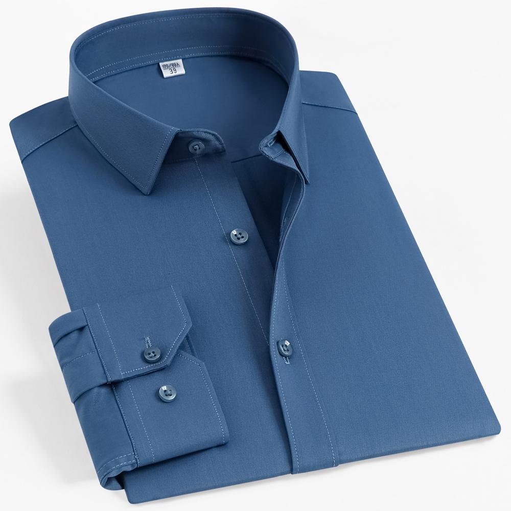 Pánská formální košile s dlouhým rukávem z bambusového vlákna nemačkavá, bez kapsy, pohodlná, prodyšná, připravená na obchodní jednání, regular střih, snadná péče