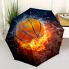 Fire & Water Basketball: Unique Sports Ball DesignUmbrella, Portable 3-Fold Compact Umbrella,Christmas Gift ES442