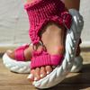 Stylish Women's Crochet Platform Sandals - Open Toe Slip-On Slingbacks for Casual Outdoor Wear with Non-Slip Soles