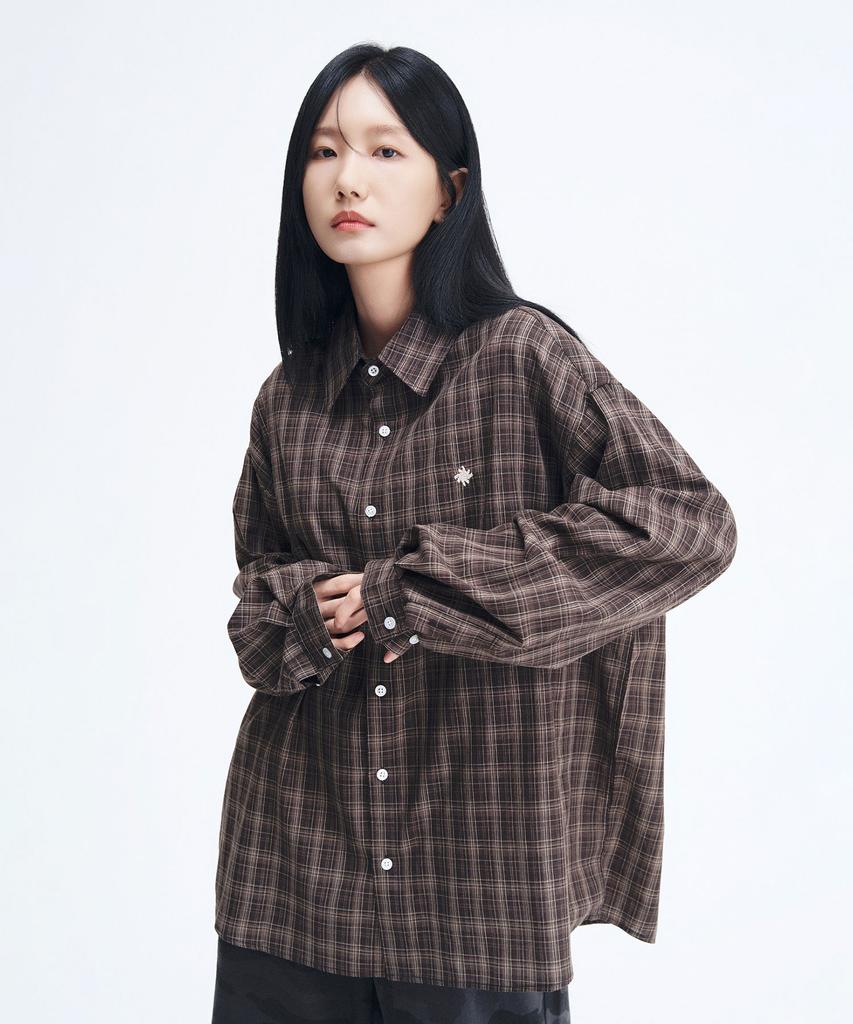 SLOW RECORD HOUSE Cane Check Shirt_Brown