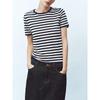 Za2025 Summer New Women clothes Versatile Stripe round Neck Short sleeve Comfortable Knitted Top 2893028 067