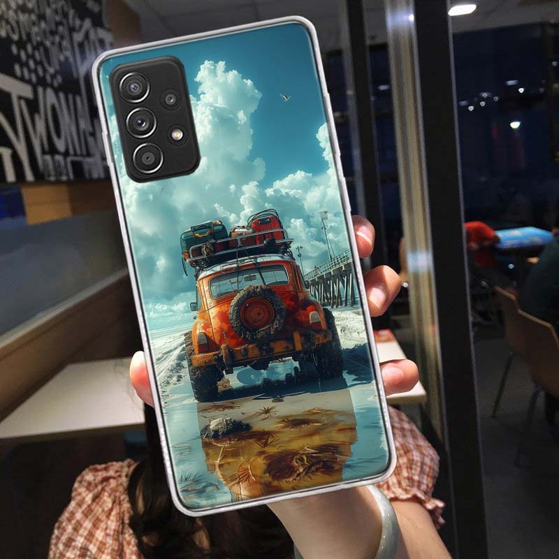 Off Road Vehicle Tourism Scenery Phone Case for Samsung A54 A57 A37 A17 A14 A15 A12 A24 A34 A55 A35 A25 A52S A07 A05S A04S A22 A