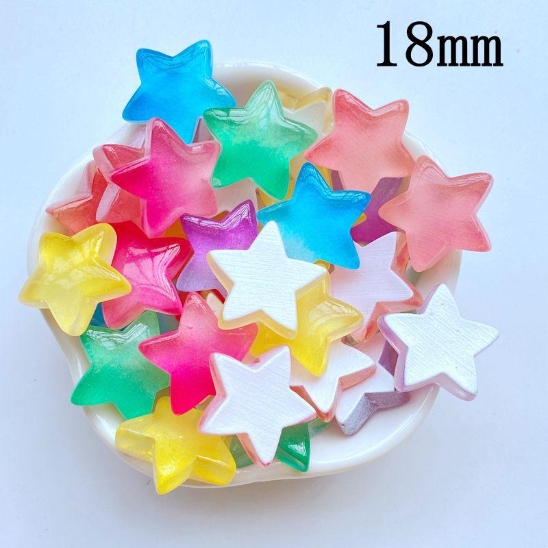20Pcs New Cute Mini 18mm Bright Five Pointed Star Flat Back Resin Scrapbooking DIY Jewelry Craft Decoration Accessorie