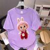 Labubu printed short-sleeved T-shirt men's and women's round neck top