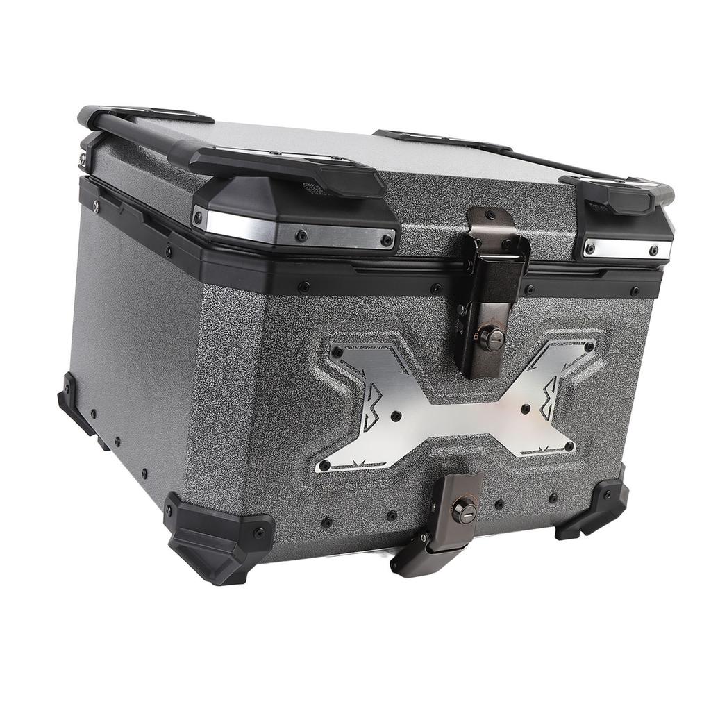 55L Motorcycle Top Case with Security Lock Aluminum Alloy Quick Release Waterproofing Trunk Top Box for Helmet Luggage